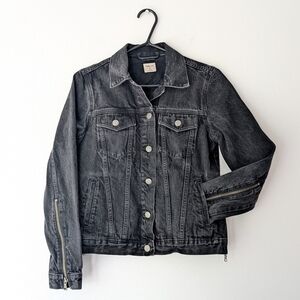 Gap 1969 Women's Black Jeans Jacket With Sides And Sleeves Zips ~ Size Small